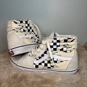 Vans Shoes Mens 12 Sk8-Hi Sneakers White Checkerboard Flame Lace Up